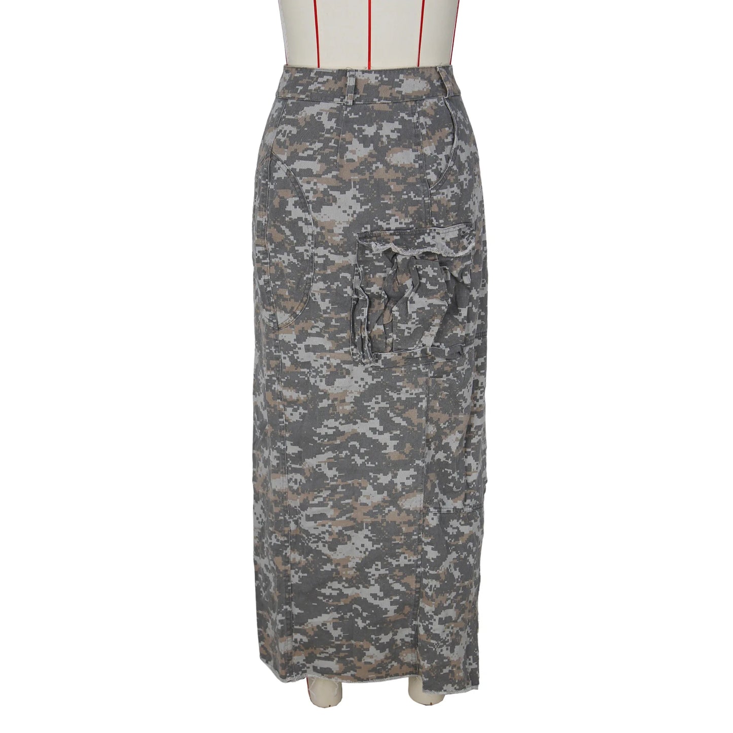 Camo Printing Casual Pockets Skirt (Split)