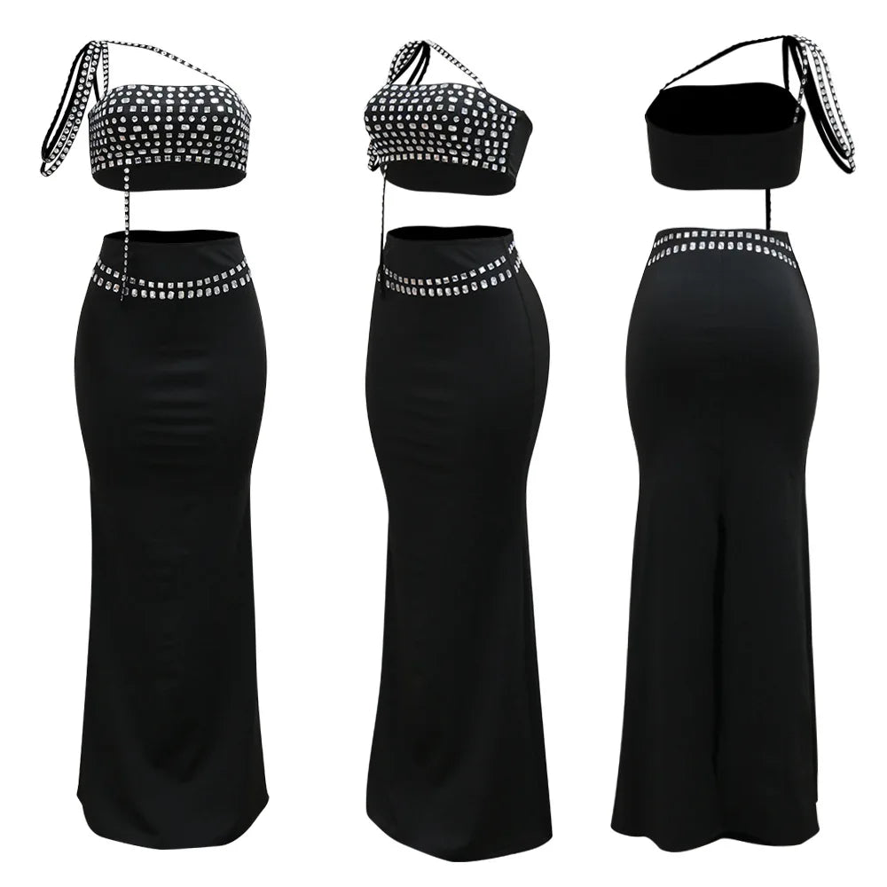 Dasani Rhinestone Top and Long Skirts Sets