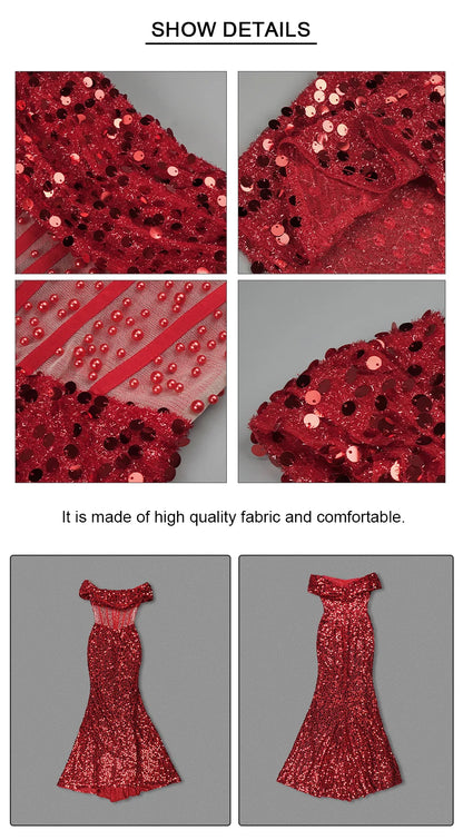 Mermaid 3D-Lace Sequined Off-Shoulder Sequins Gowns