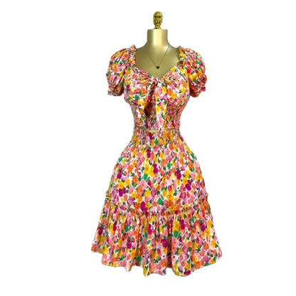 Bowknot Blouse + Ruched Mini Skirt Sets