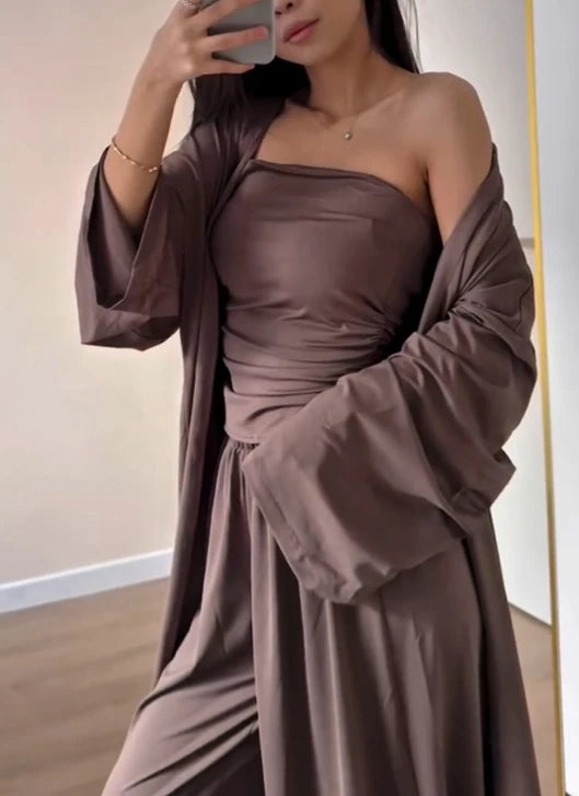 Wide Leg Pants Three Piece Simple Casual Pants Sets