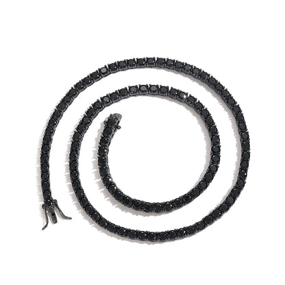 Black CZ Stone 1 Row Tennis Link Chain Chokers Necklaces Unisex  Jewelry