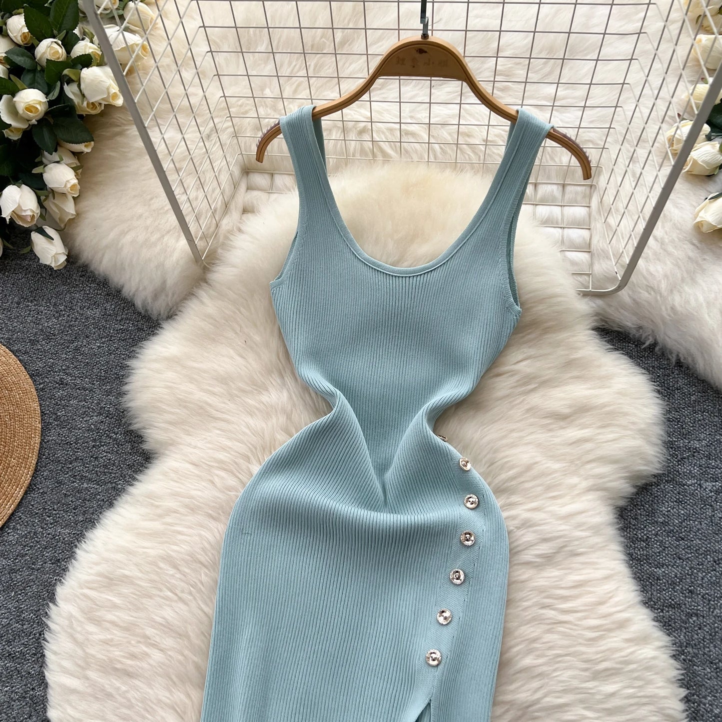 New Elastic Knitted Maxi Dresses