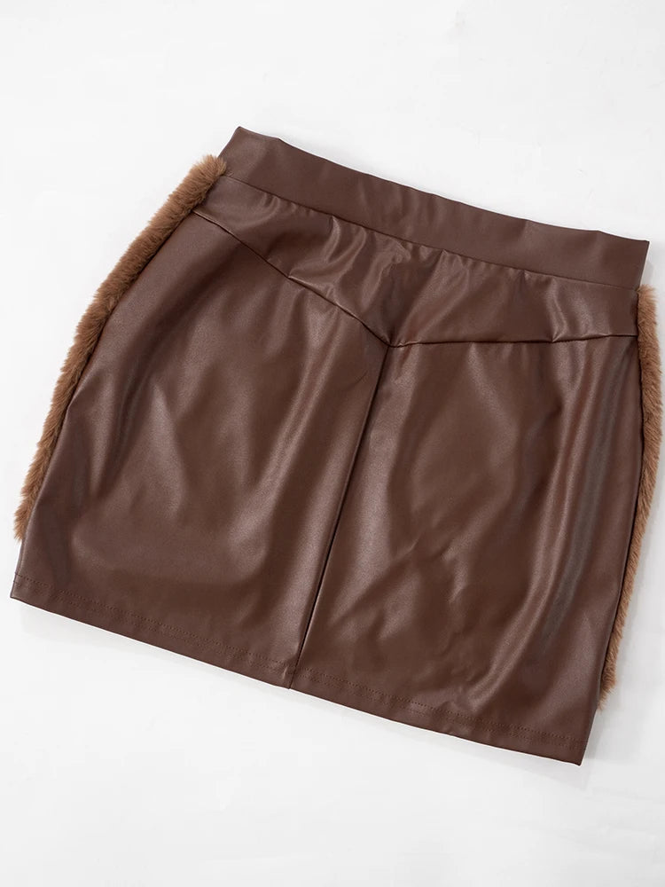 Crop Jacket + Elastic Zipper Waist Mini Skirt Sets