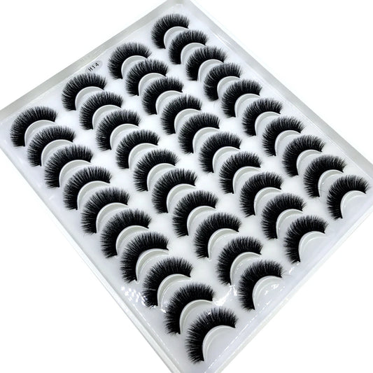 20 Pairs Natural long 3D Mink False Short Eyelashes