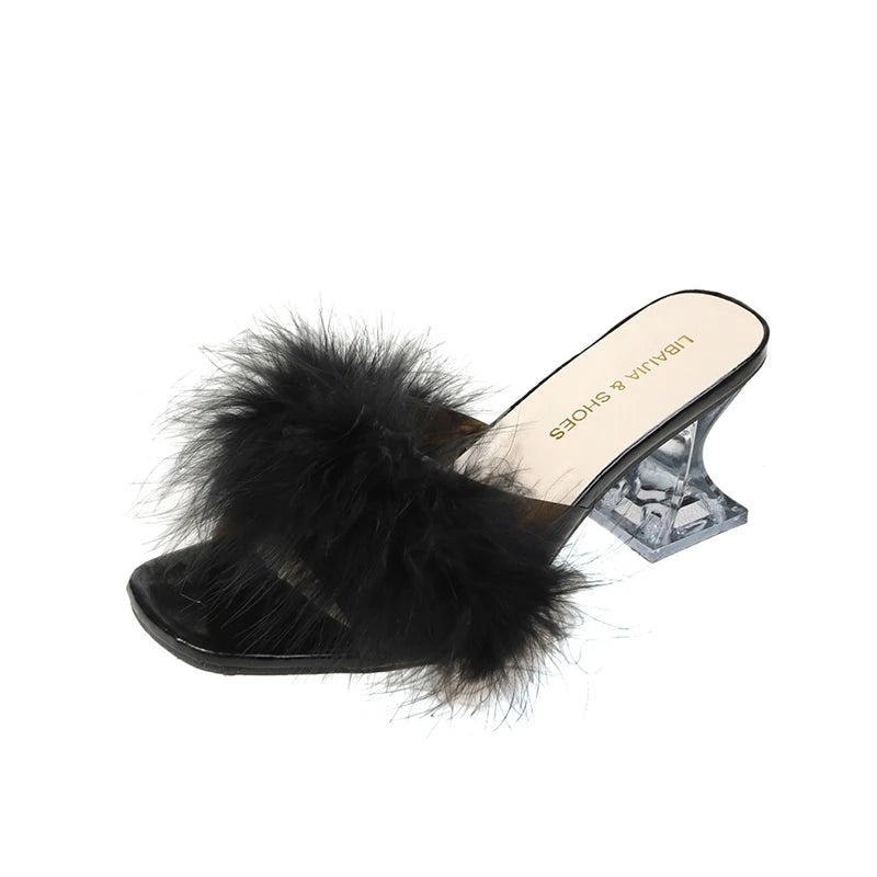 Quianae Feather Slippers High Heels