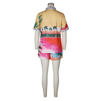 Elegant Printed Shirt Tops + Shorts Outfits