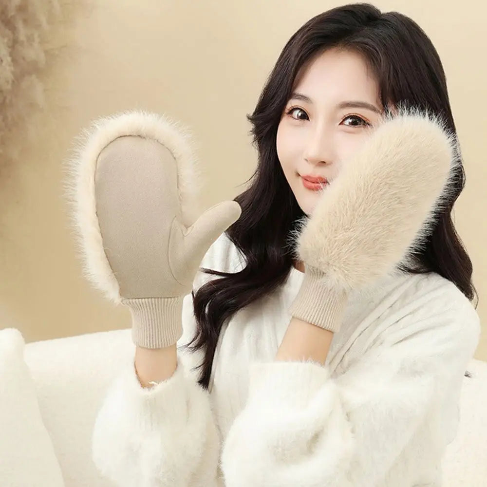 Windproof Gloves Soft Full Fingers Winter Warm Mittens For Cold Weather