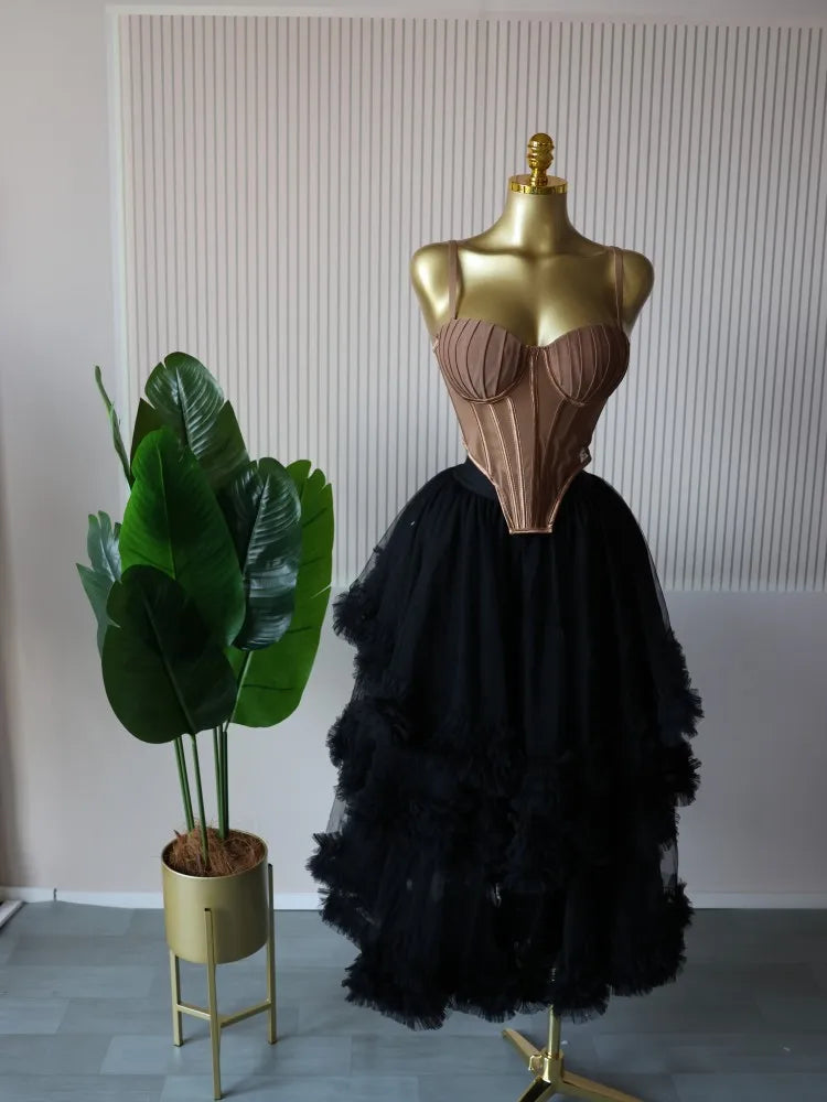 Spaghetti Strap Top and Pleated Skirt Dresses