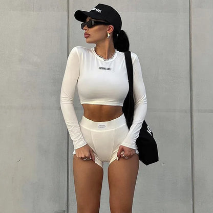 Round Neck Long Sleeved 3/4 + Shorts Sets