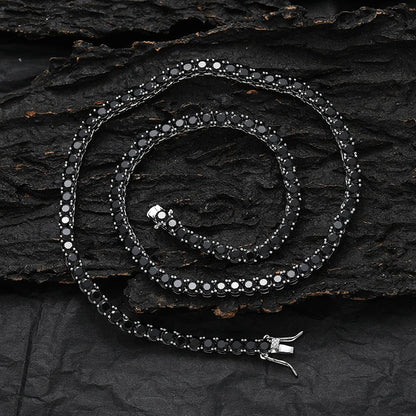 Black CZ Stone 1 Row Tennis Link Chain Chokers Necklaces Unisex  Jewelry