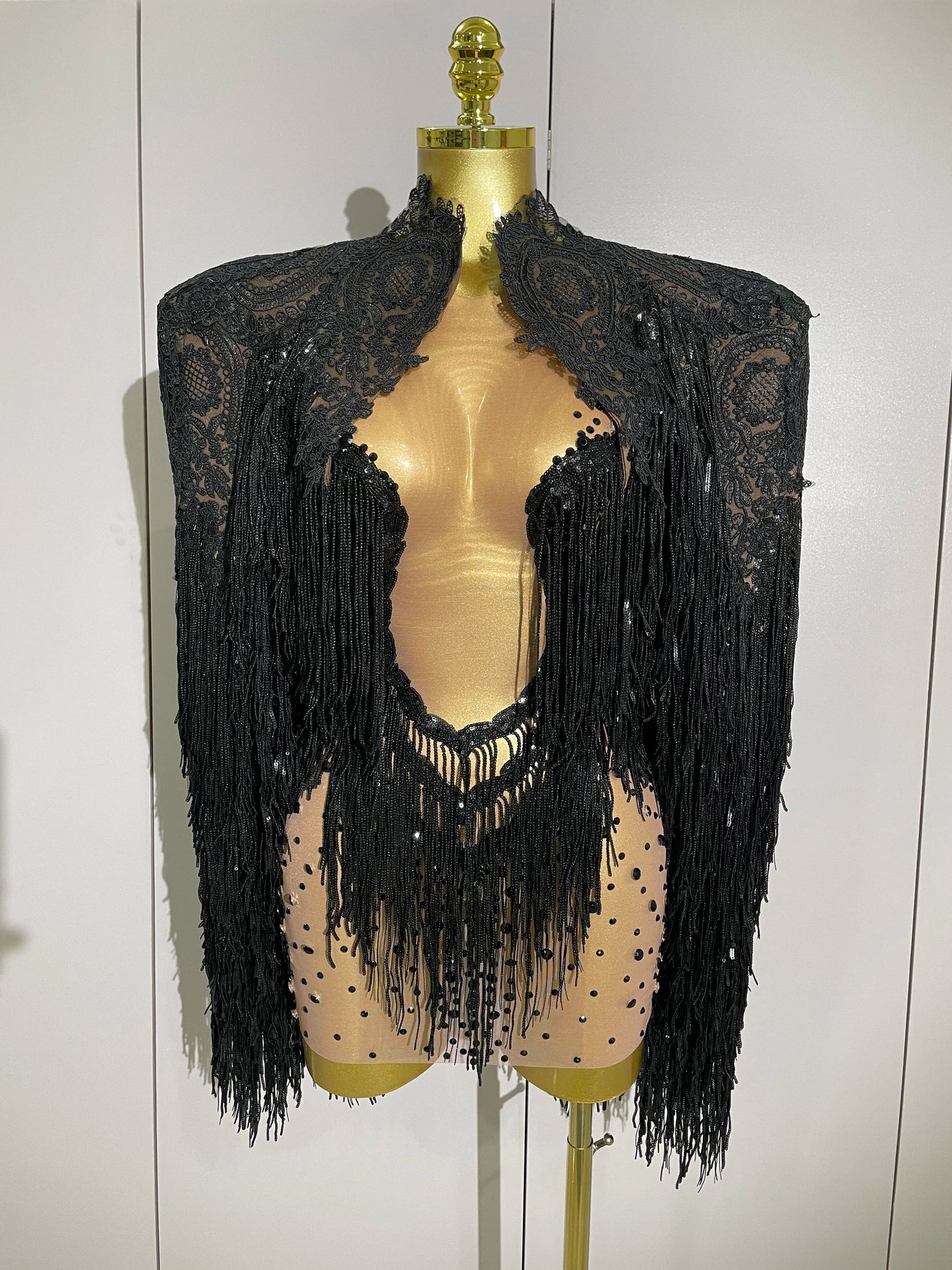 Luxury Sparkly Rhinestone Sequin Tassel Coat + Dress