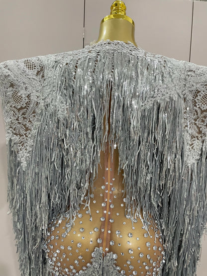 Luxury Sparkly Rhinestone Sequin Tassel Coat + Dress