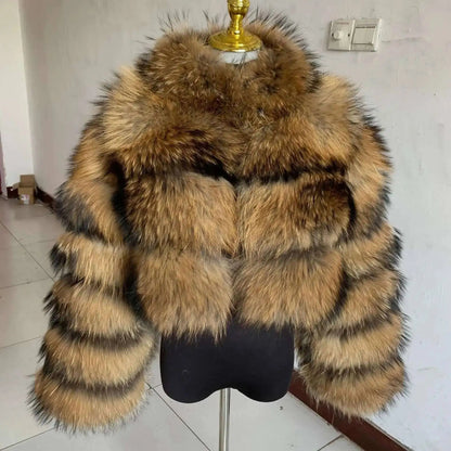 Luxury Fashion Women's Faux Fur Coat (zipper)