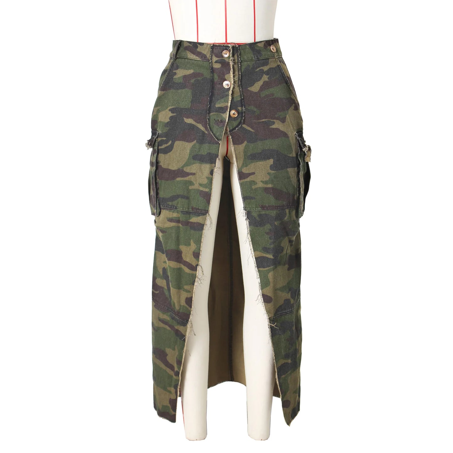 Camo Printing Casual Pockets Skirt (Split)