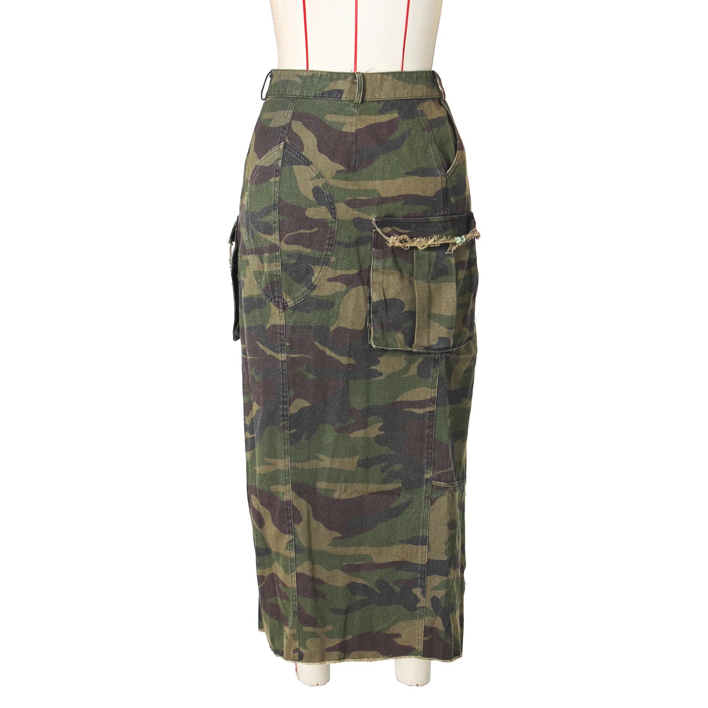 Camo Printing Casual Pockets Skirt (Split)