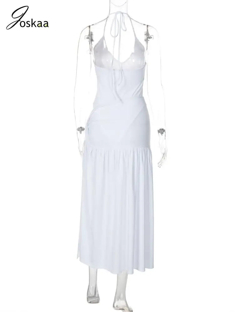 Elegant Halter Bodysuits Tie Up Maxi Skirts Matching Outfits