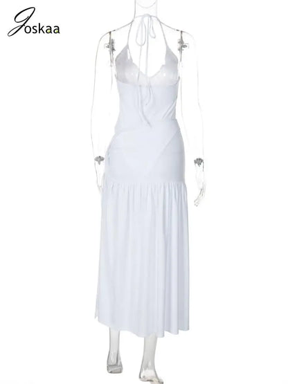 Elegant Halter Bodysuits Tie Up Maxi Skirts Matching Outfits