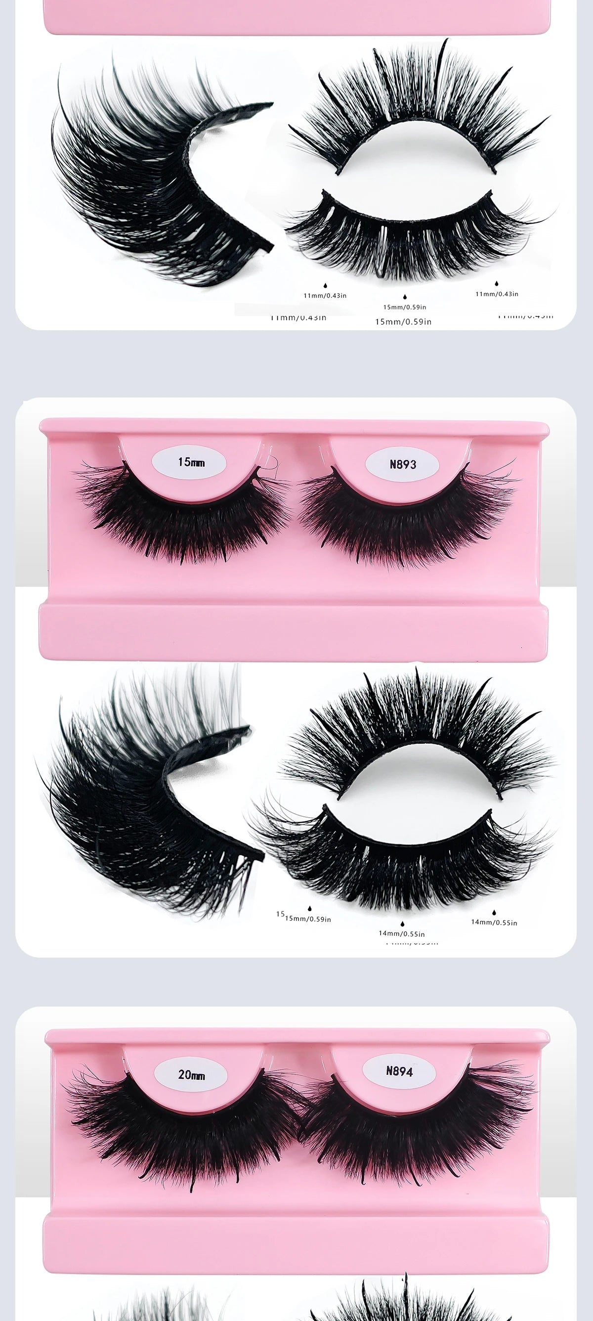 Faux Mink Lash Spikes Wispy Thick Natural Full Strip Lashes New Makeup Fluffy Mink Eyelashes