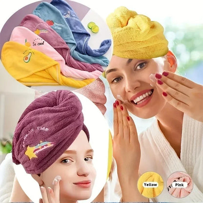 Quick Dry Shower Cap Turban for Women Girls Bathroom Super Absorbent Soft Towel Hair Dry Wrap Bonnets Cute Hair Drying Towel