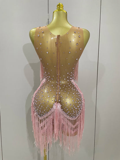 Luxury Sparkly Rhinestone Sequin Tassel Coat + Dress