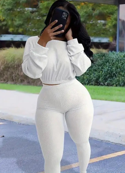 Winter Solid Lucky Label Letter Embroidery Two Piece Sets Women Sweatshirt+Leggings Casual Sporty Tracksuits Female