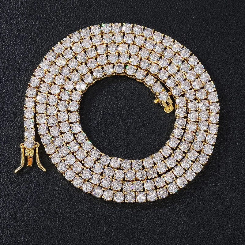 3/4/5mm 6"-24" Bling Iced Out Round Zircon Tennis Chain Chokers Necklaces 1 Row CZ Stone Link Chain Jewelry