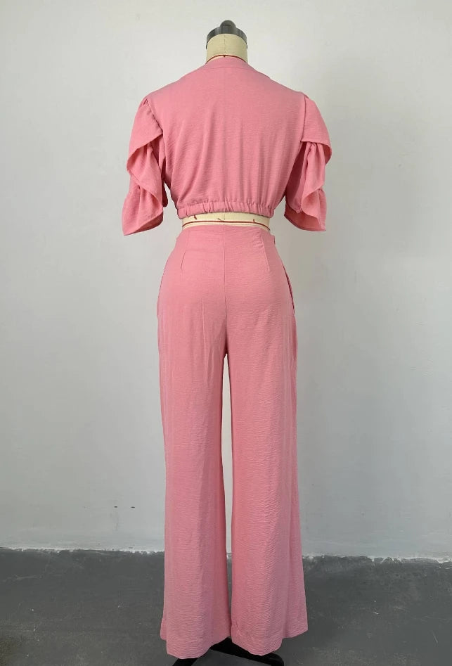 Billiaxz Tie Up Top Wide Leg Pants