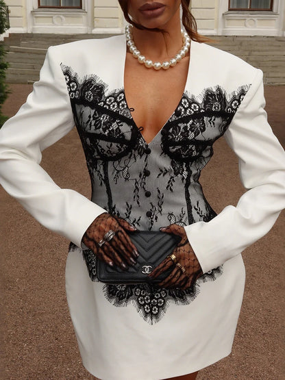 Lace Patchwork V-Neck Dresses