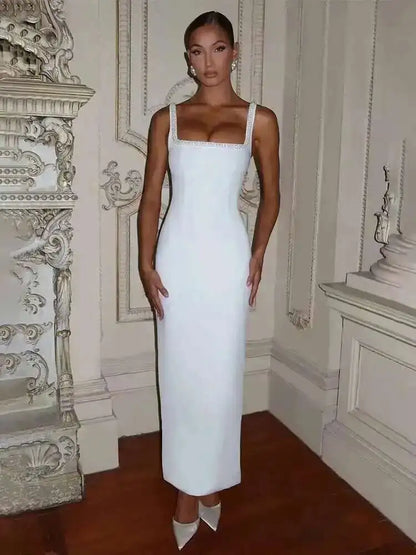 Bow Pearl Backless Elegant Waist Wrap A-line Dresses