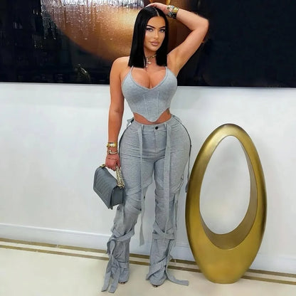 Ribbon Pants Cargo Sweatpants Streetwear Classic Trousers