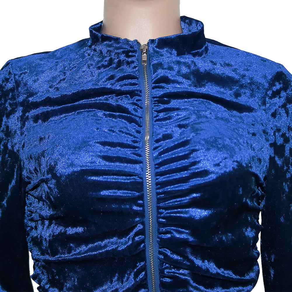 New Winter Fashion Zipper Tops + Slim Pencil Pant Sets