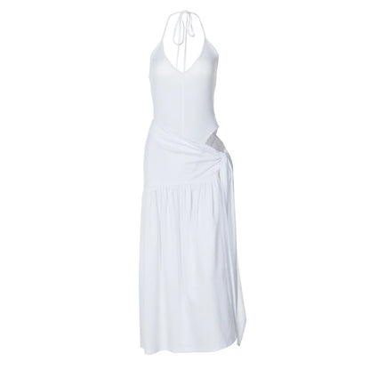 Elegant Halter Bodysuits Tie Up Maxi Skirts Matching Outfits
