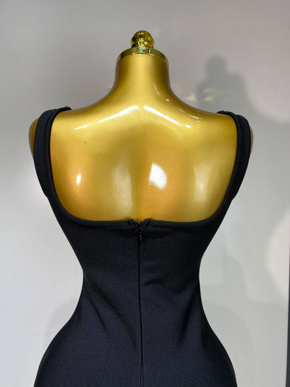 Crystal Sleeveless Square Collar Bodycon Mini Bandage Dresses