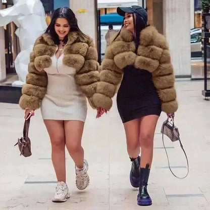 Luxury Fashion Women's Faux Fur Coat (zipper)
