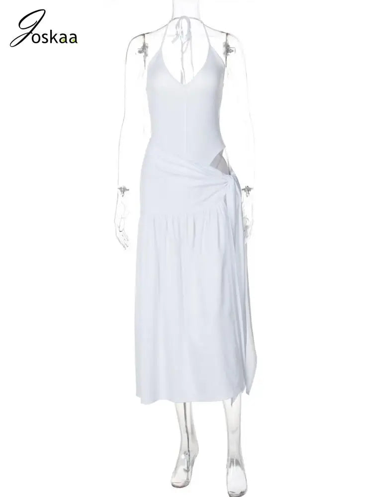 Elegant Halter Bodysuits Tie Up Maxi Skirts Matching Outfits