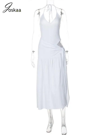 Elegant Halter Bodysuits Tie Up Maxi Skirts Matching Outfits