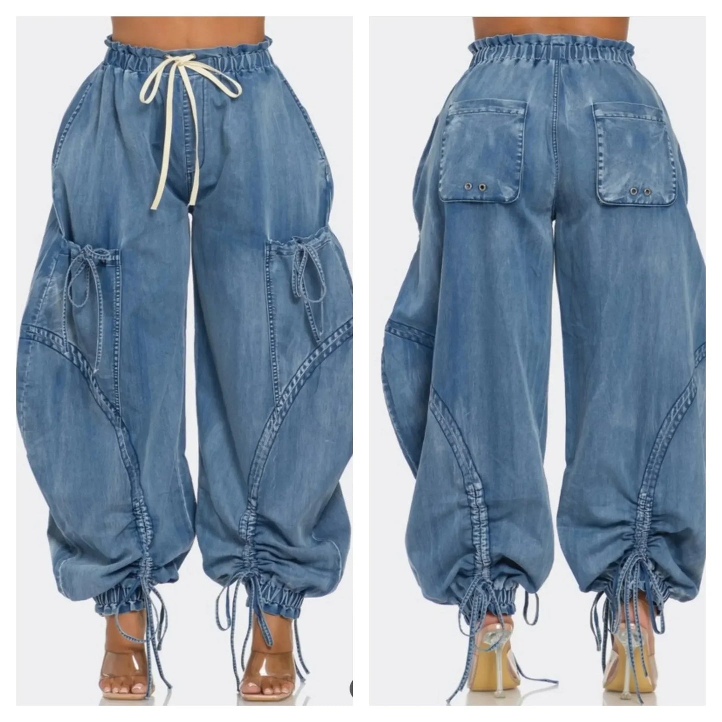 Safari Drawstring Fashion Fly Denim Pants (Cargo)