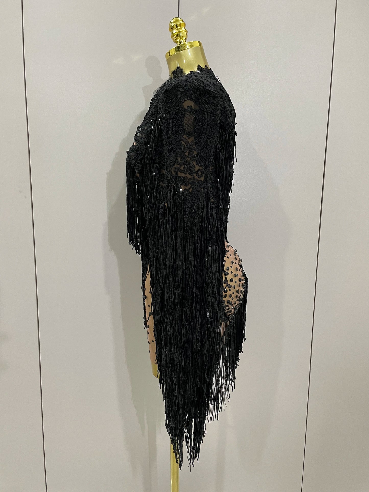 Luxury Sparkly Rhinestone Sequin Tassel Coat + Dress