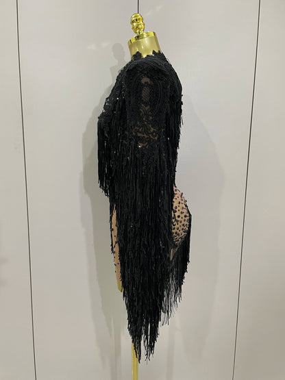 Luxury Sparkly Rhinestone Sequin Tassel Coat + Dress