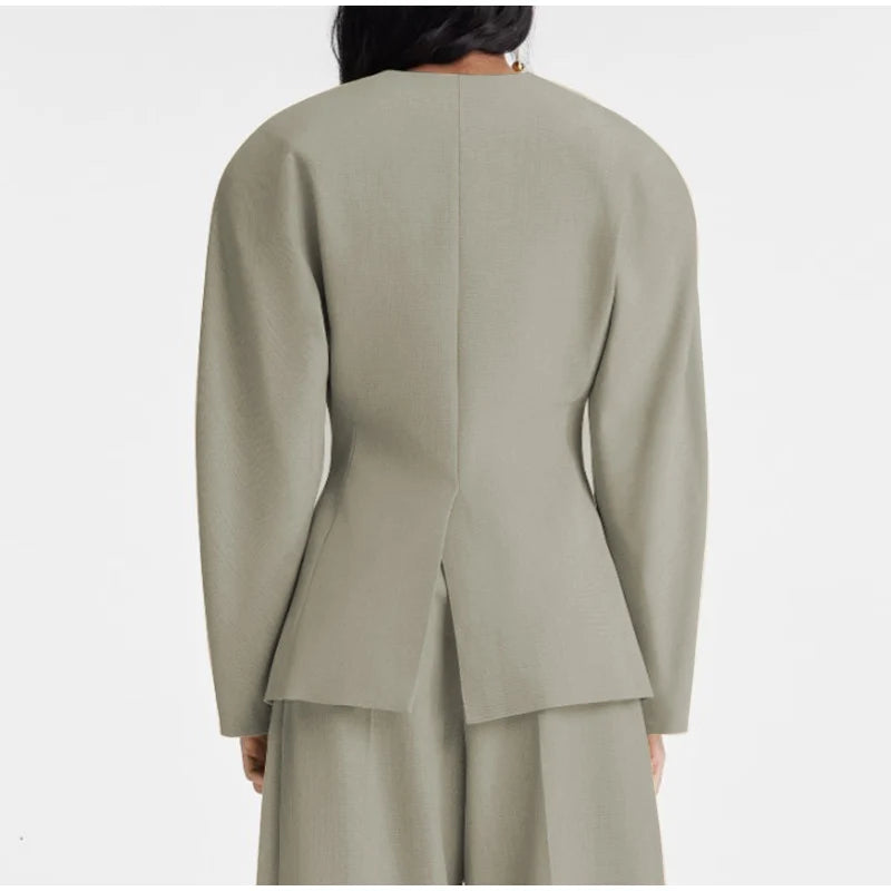 Office Lady Wide Shoulder Blazer Coat