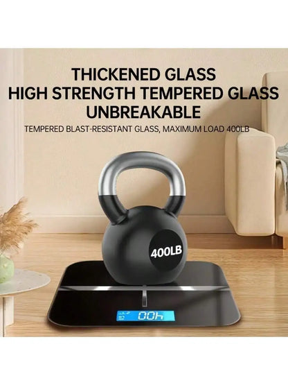 Smart Multi-Function Body Fat & Weight Bathroom Scale with Tempered Glass Wide Platform, 390lbs. For Home, Fitness, Outdoor