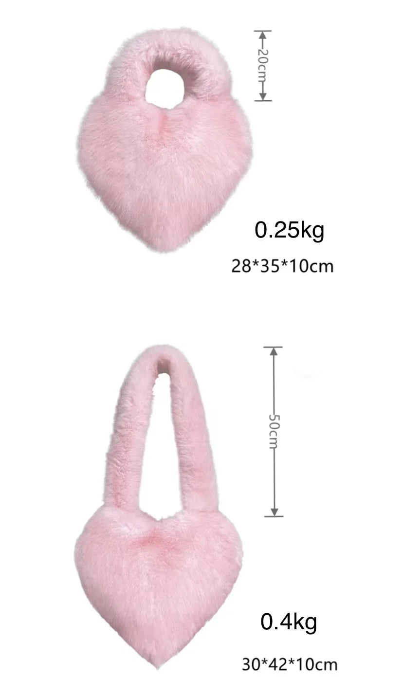 Mina Furry Heart Shape Oversized Bags