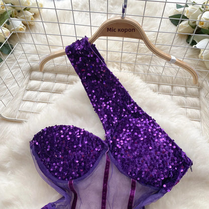 Glamour Off-Shoulder Sequin Dresses