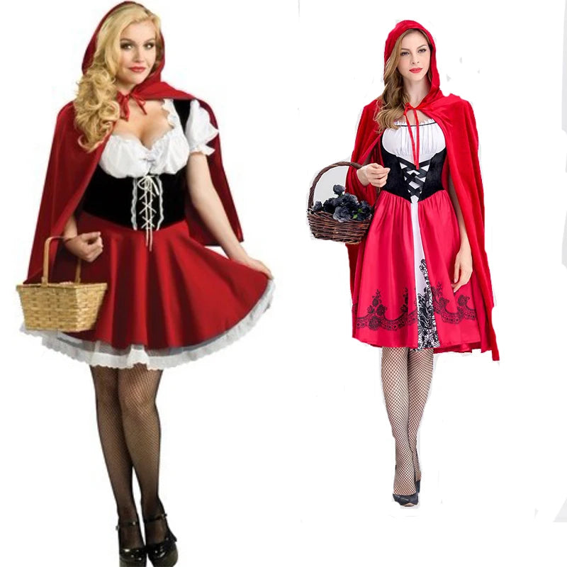 Halloween Little Red Riding Hooded Dress Woman Costume