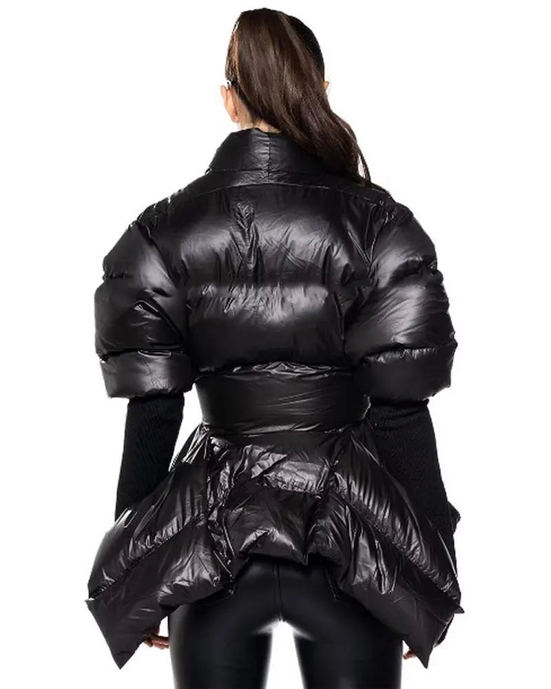 Celebrity High Quality Belt Thickened Bubble Coat