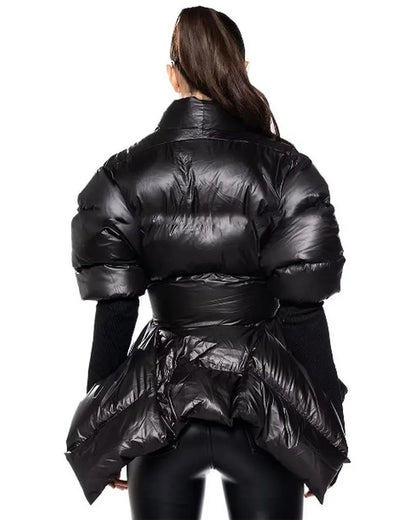 Celebrity High Quality Belt Thickened Bubble Coat