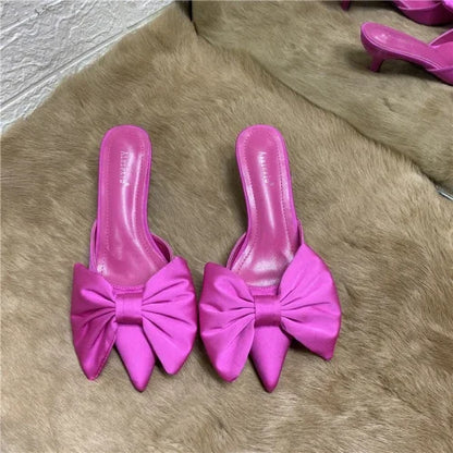 Polka Dots Pointed Toe Bow Heel Shoes
