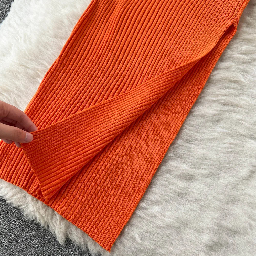 Chic Fashion Sexy Package Hips Split Knitted Dresses