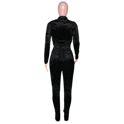 New Winter Fashion Zipper Tops + Slim Pencil Pant Sets